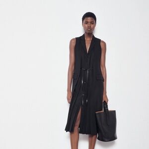 Zara - Zw Collection Waistcoat Dress With Belt - Woman - Black